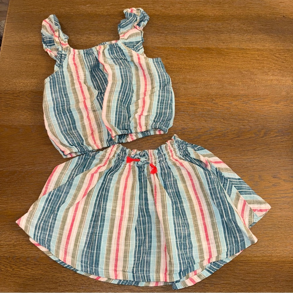 Old Navy Striped Short Sleeve Top and Smocked Skirt Set for Toddler.